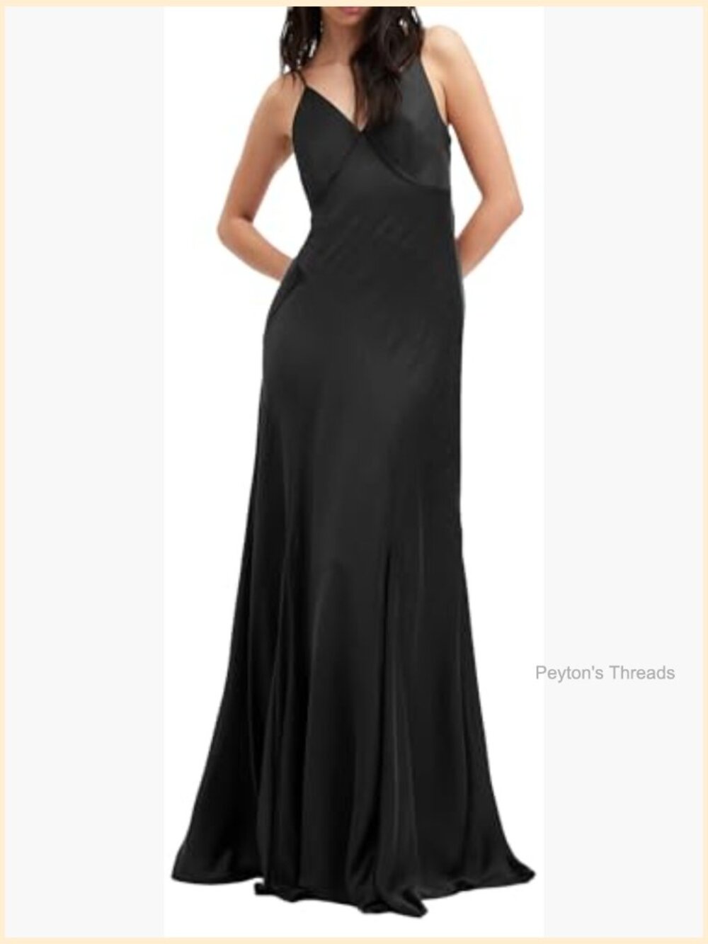 Slim Fit Maxi Dress - V-Neck Sleeveless A-Line High Waist - Picture 3 of 5